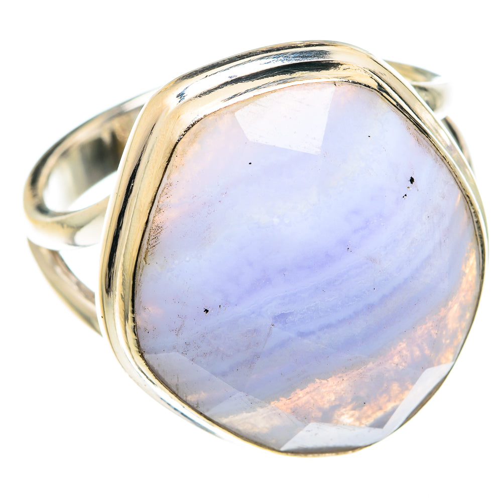 Blue Lace Agate Rings handcrafted by Ana Silver Co - RING75390