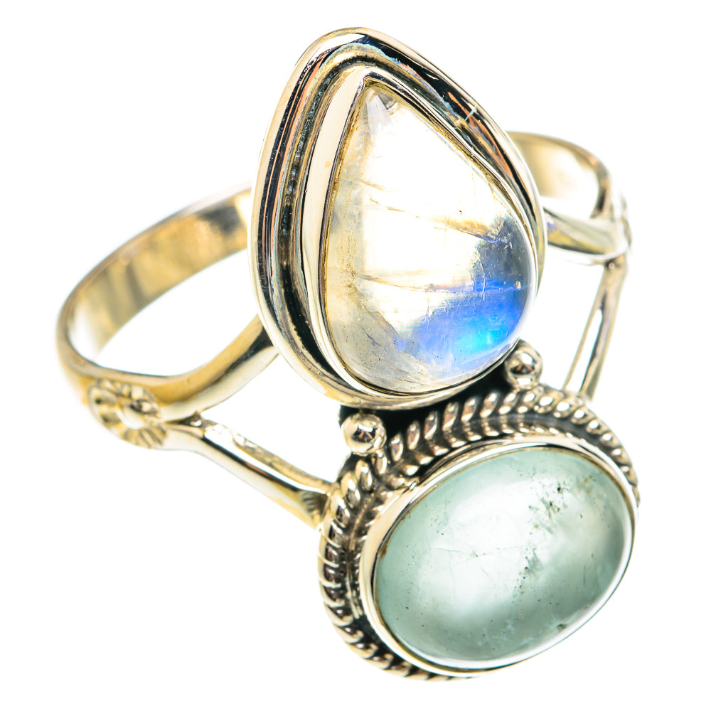 Rainbow Moonstone Rings handcrafted by Ana Silver Co - RING75399