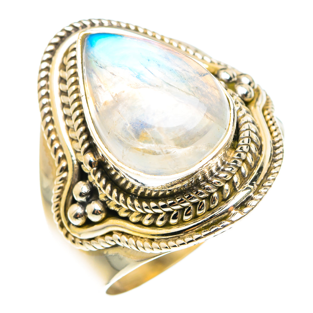 Rainbow Moonstone Rings handcrafted by Ana Silver Co - RING75424