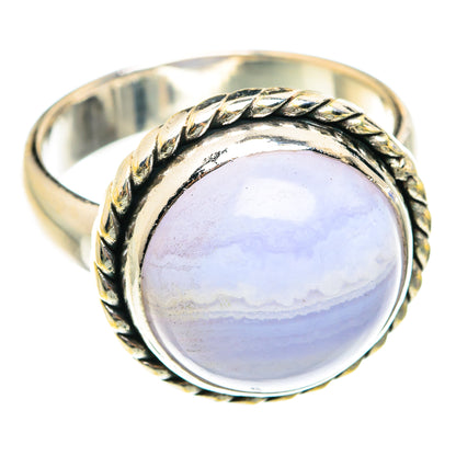 Blue Lace Agate Rings handcrafted by Ana Silver Co - RING75425