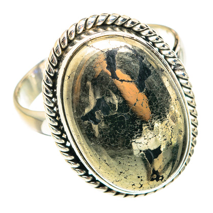 Pyrite In Black Onyx Rings handcrafted by Ana Silver Co - RING75456