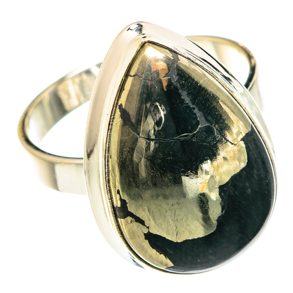 Pyrite In Black Onyx Rings handcrafted by Ana Silver Co - RING75490