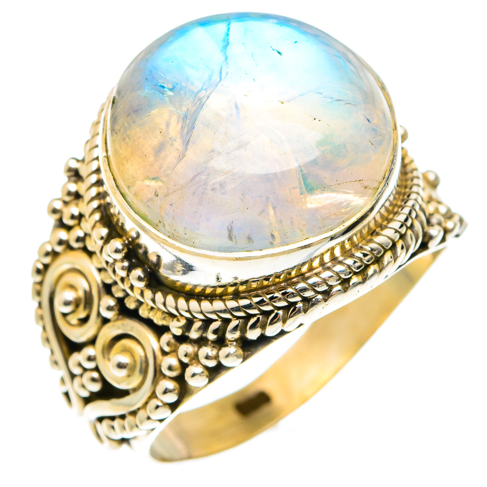 Rainbow Moonstone Rings handcrafted by Ana Silver Co - RING75493