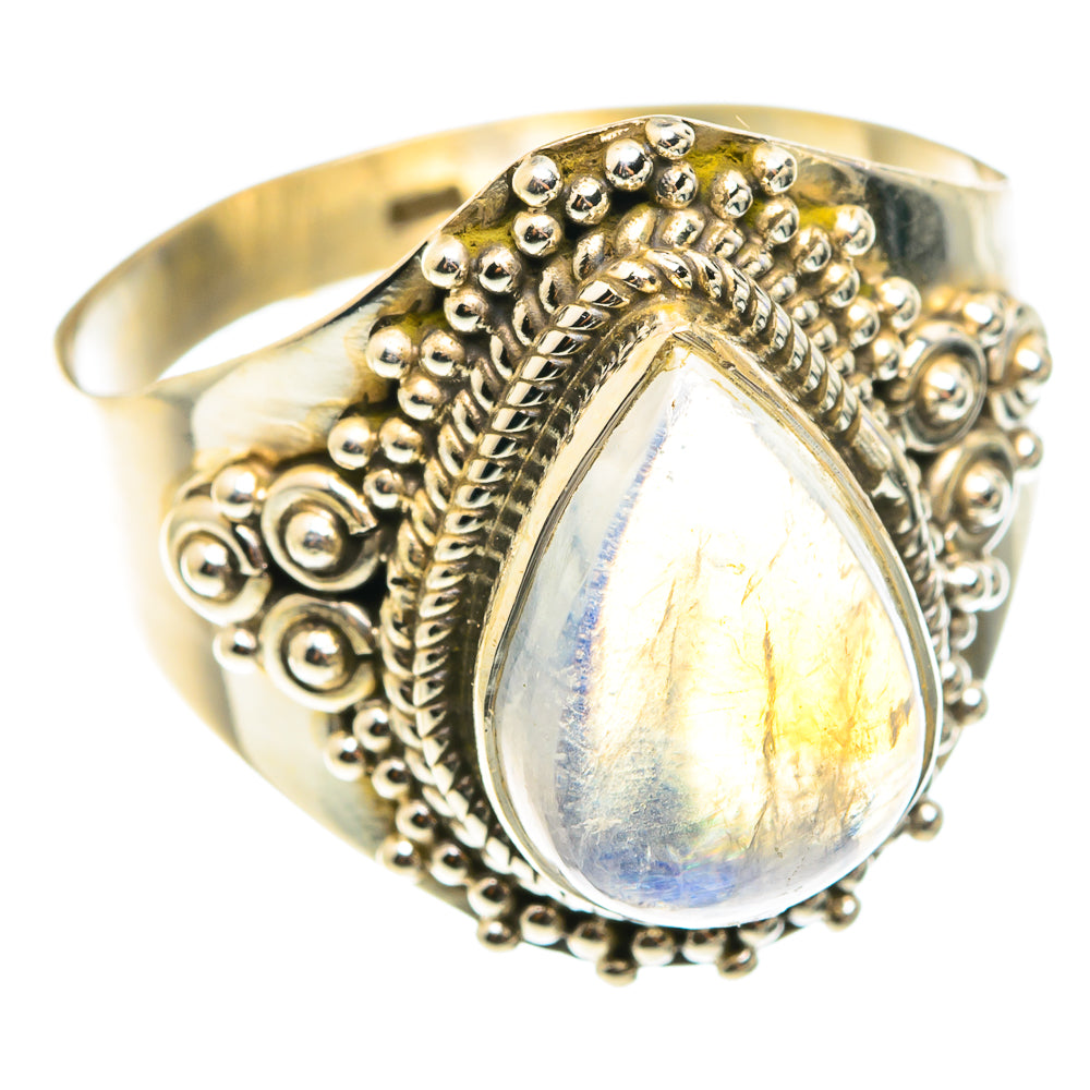 Rainbow Moonstone Rings handcrafted by Ana Silver Co - RING75494