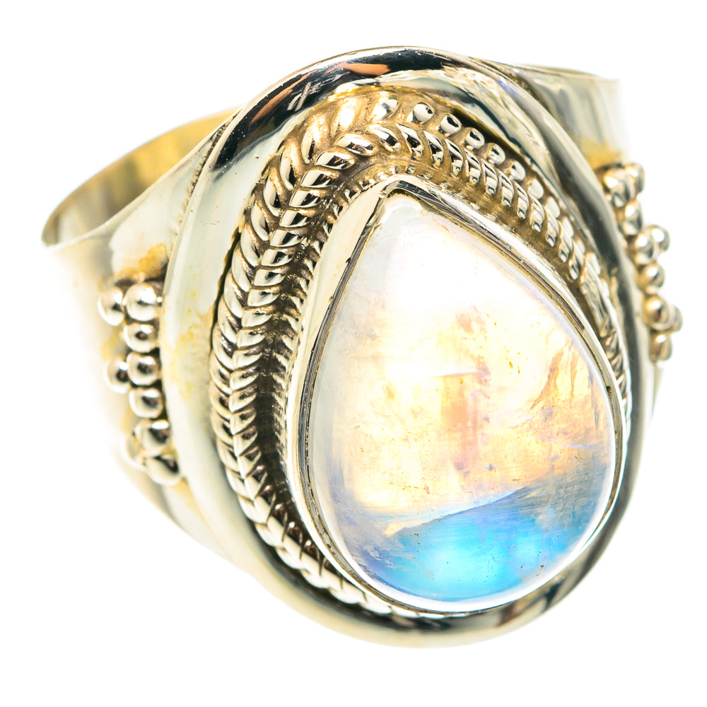 Rainbow Moonstone Rings handcrafted by Ana Silver Co - RING75527