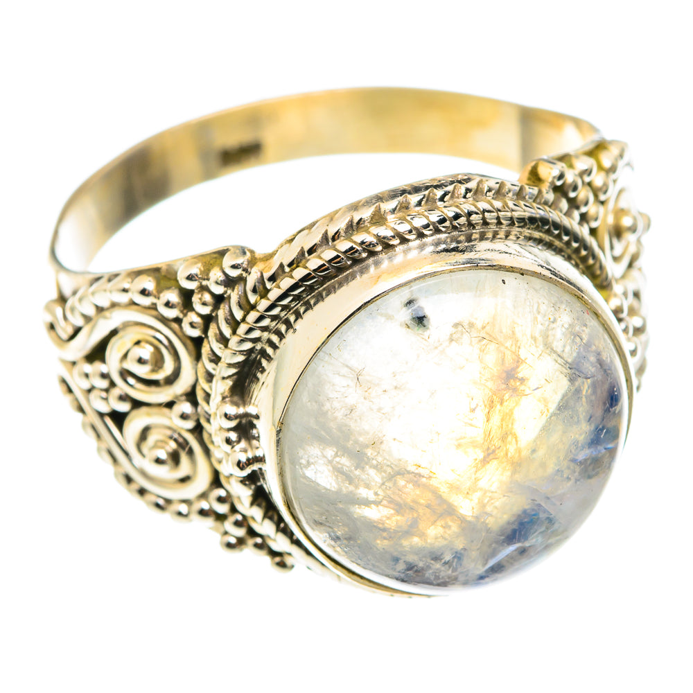 Rainbow Moonstone Rings handcrafted by Ana Silver Co - RING75556