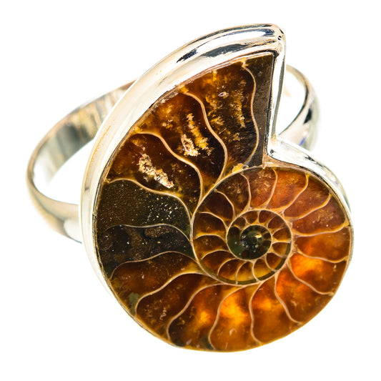 Ammonite Fossil Rings handcrafted by Ana Silver Co - RING75570