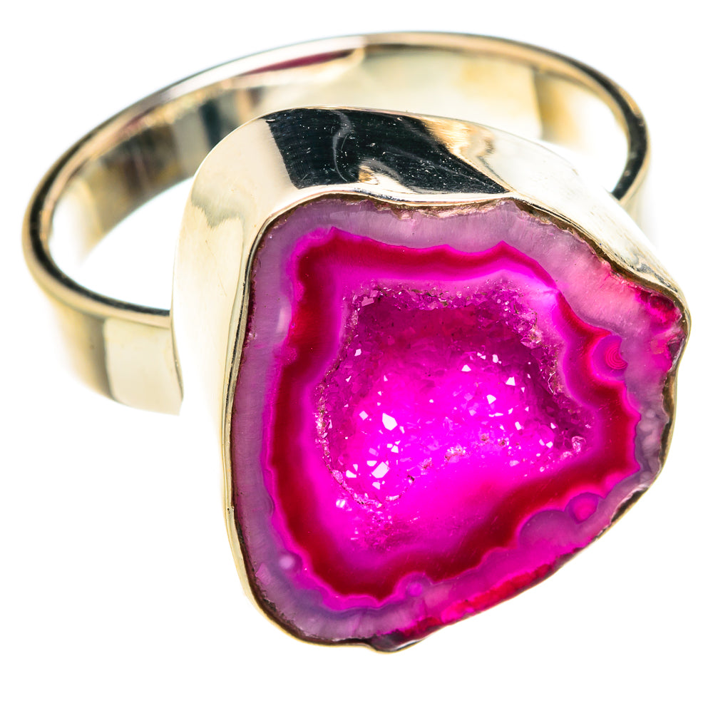 Pink Geode Slice Rings handcrafted by Ana Silver Co - RING75639