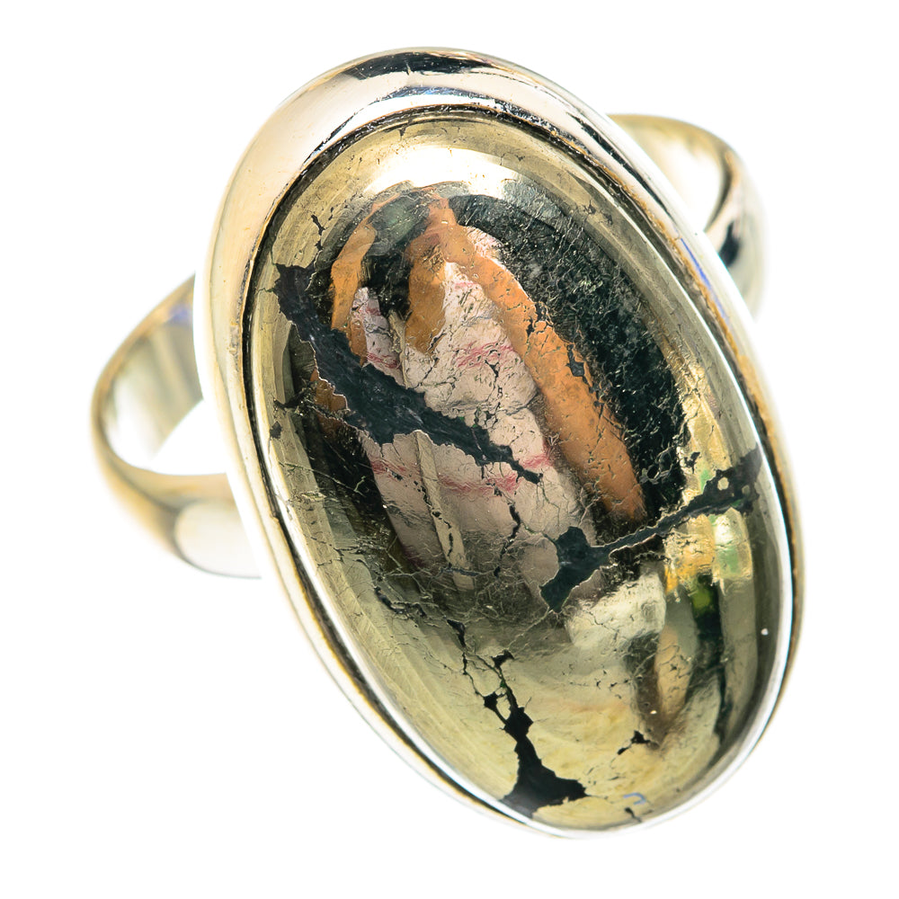Pyrite In Black Onyx Rings handcrafted by Ana Silver Co - RING75645