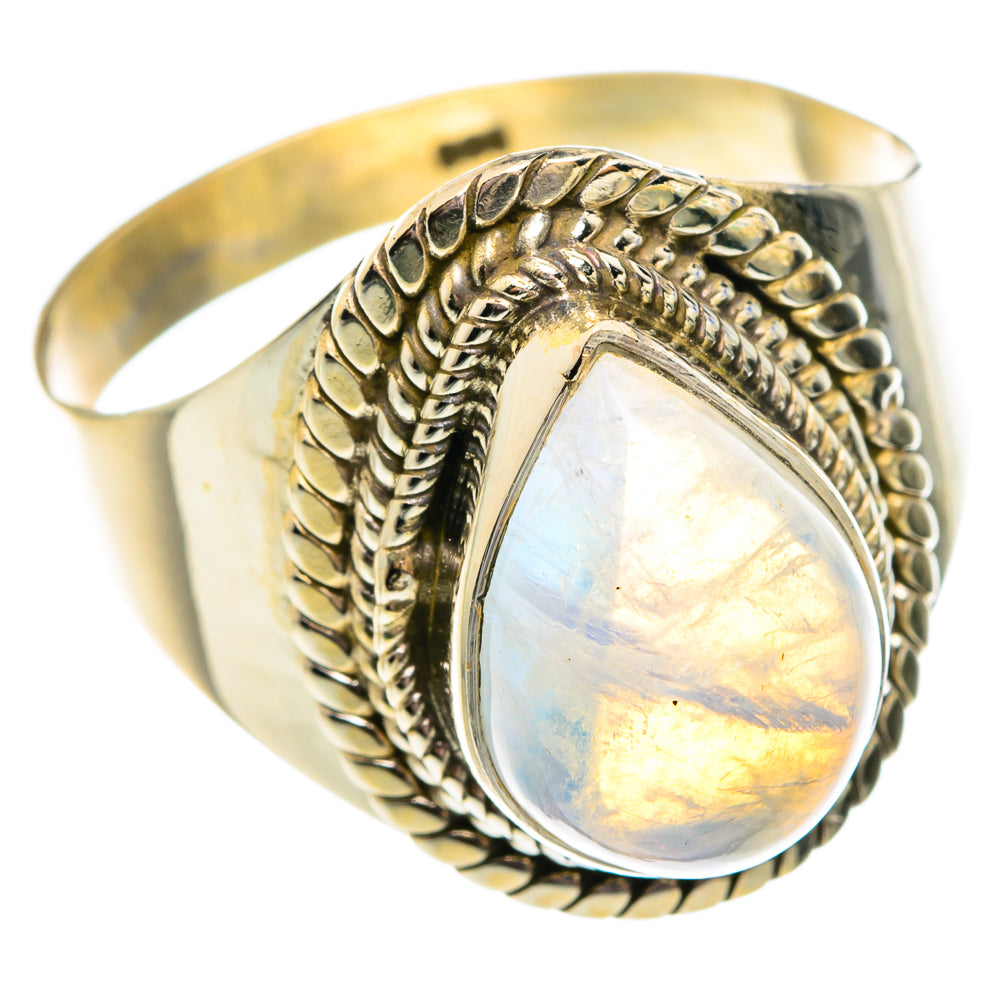 Rainbow Moonstone Rings handcrafted by Ana Silver Co - RING75646