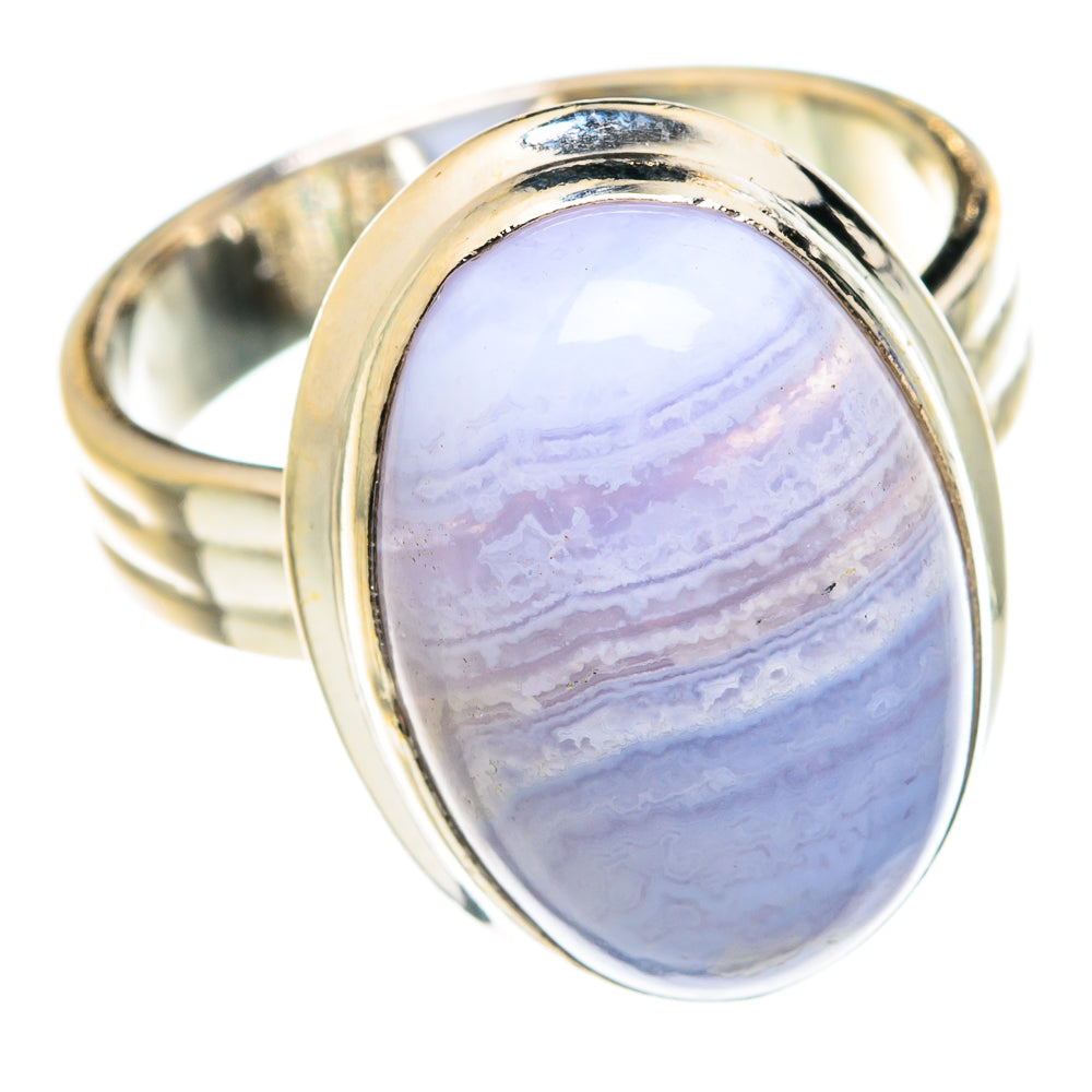 Blue Lace Agate Rings handcrafted by Ana Silver Co - RING75647