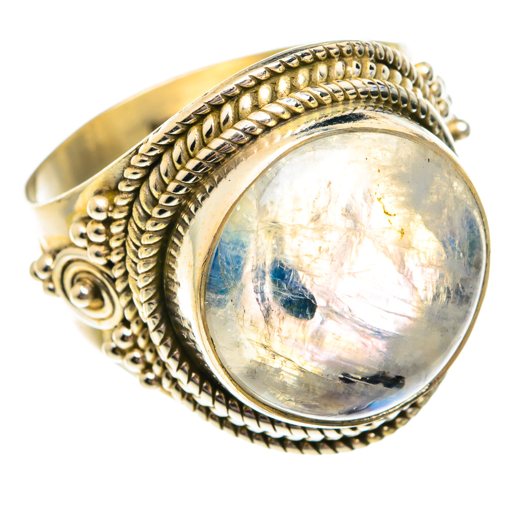Rainbow Moonstone Rings handcrafted by Ana Silver Co - RING75648