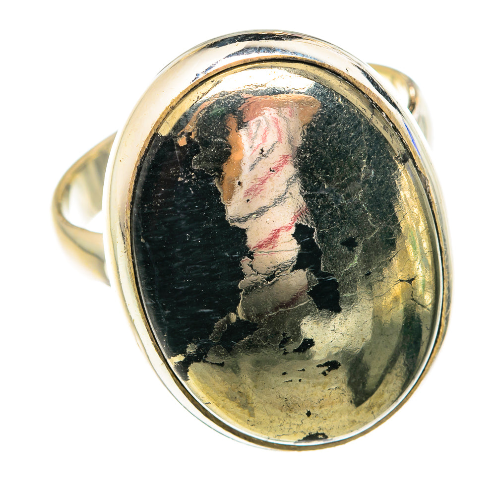 Pyrite In Black Onyx Rings handcrafted by Ana Silver Co - RING75670