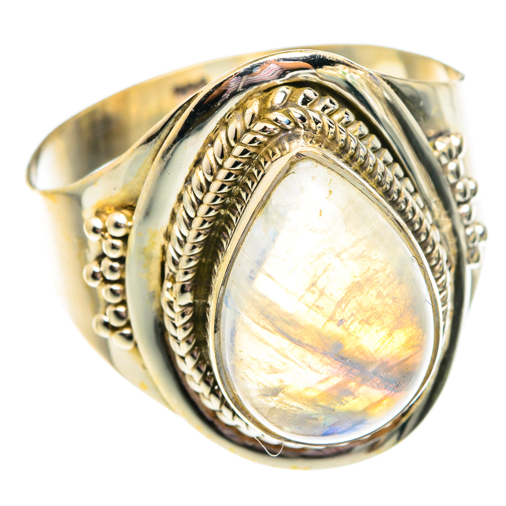 Rainbow Moonstone Rings handcrafted by Ana Silver Co - RING75698