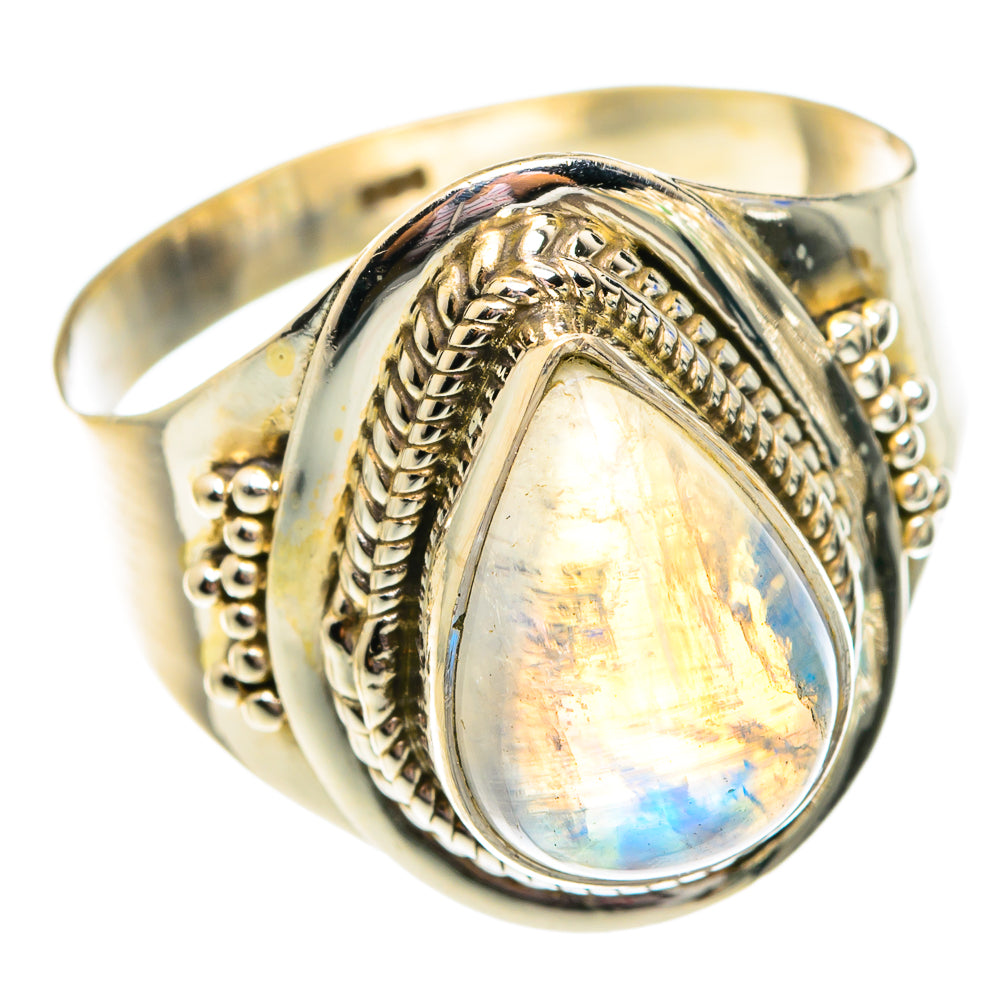 Rainbow Moonstone Rings handcrafted by Ana Silver Co - RING75723