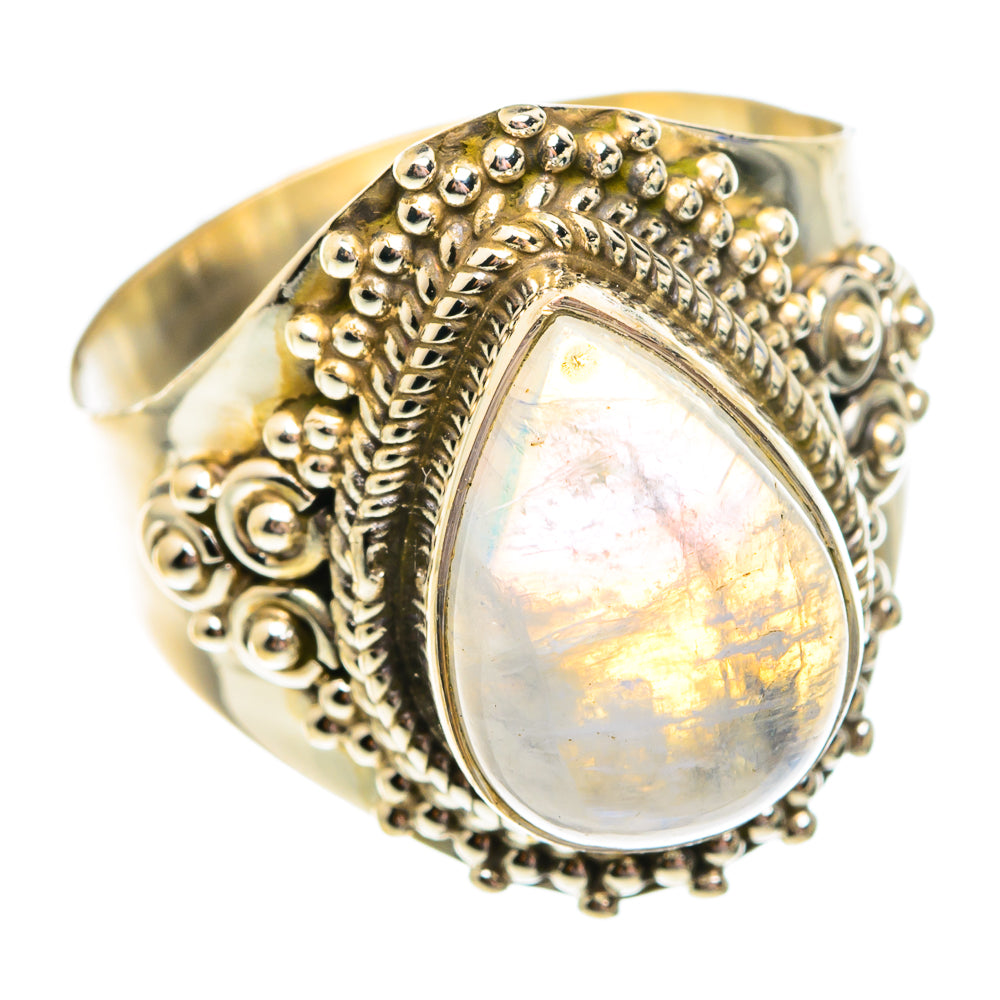 Rainbow Moonstone Rings handcrafted by Ana Silver Co - RING75744