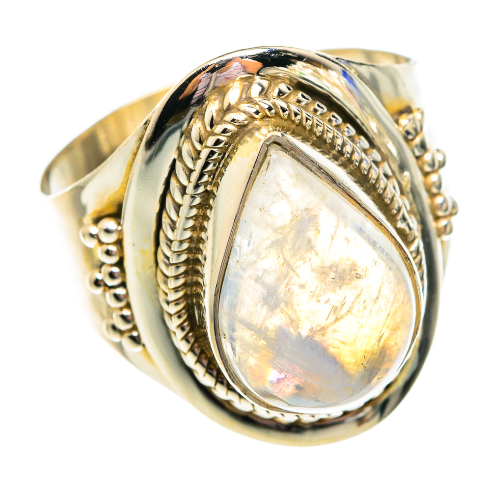 Rainbow Moonstone Rings handcrafted by Ana Silver Co - RING75765