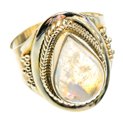 Rainbow Moonstone Rings handcrafted by Ana Silver Co - RING75765