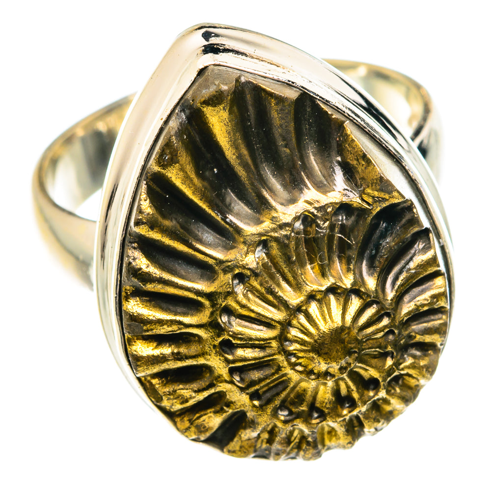 Pyrite Fossil Rings handcrafted by Ana Silver Co - RING75786