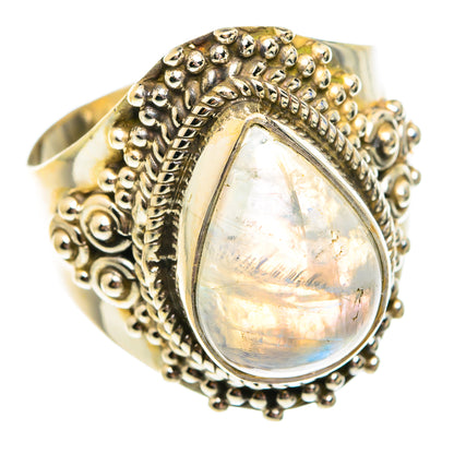 Rainbow Moonstone Rings handcrafted by Ana Silver Co - RING75790