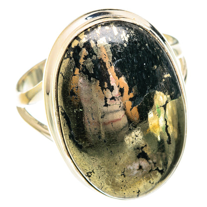 Pyrite In Black Onyx Rings handcrafted by Ana Silver Co - RING75808