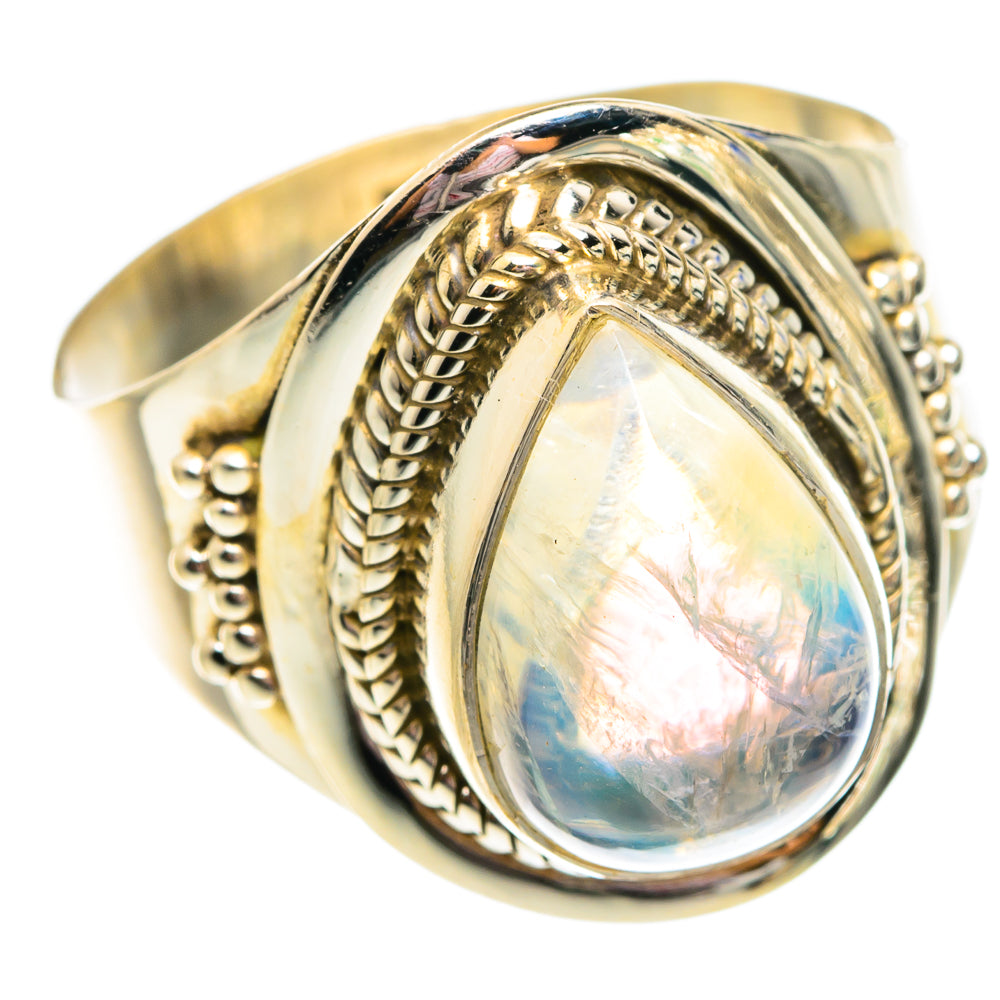 Rainbow Moonstone Rings handcrafted by Ana Silver Co - RING75812
