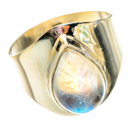 Rainbow Moonstone Rings handcrafted by Ana Silver Co - RING75813