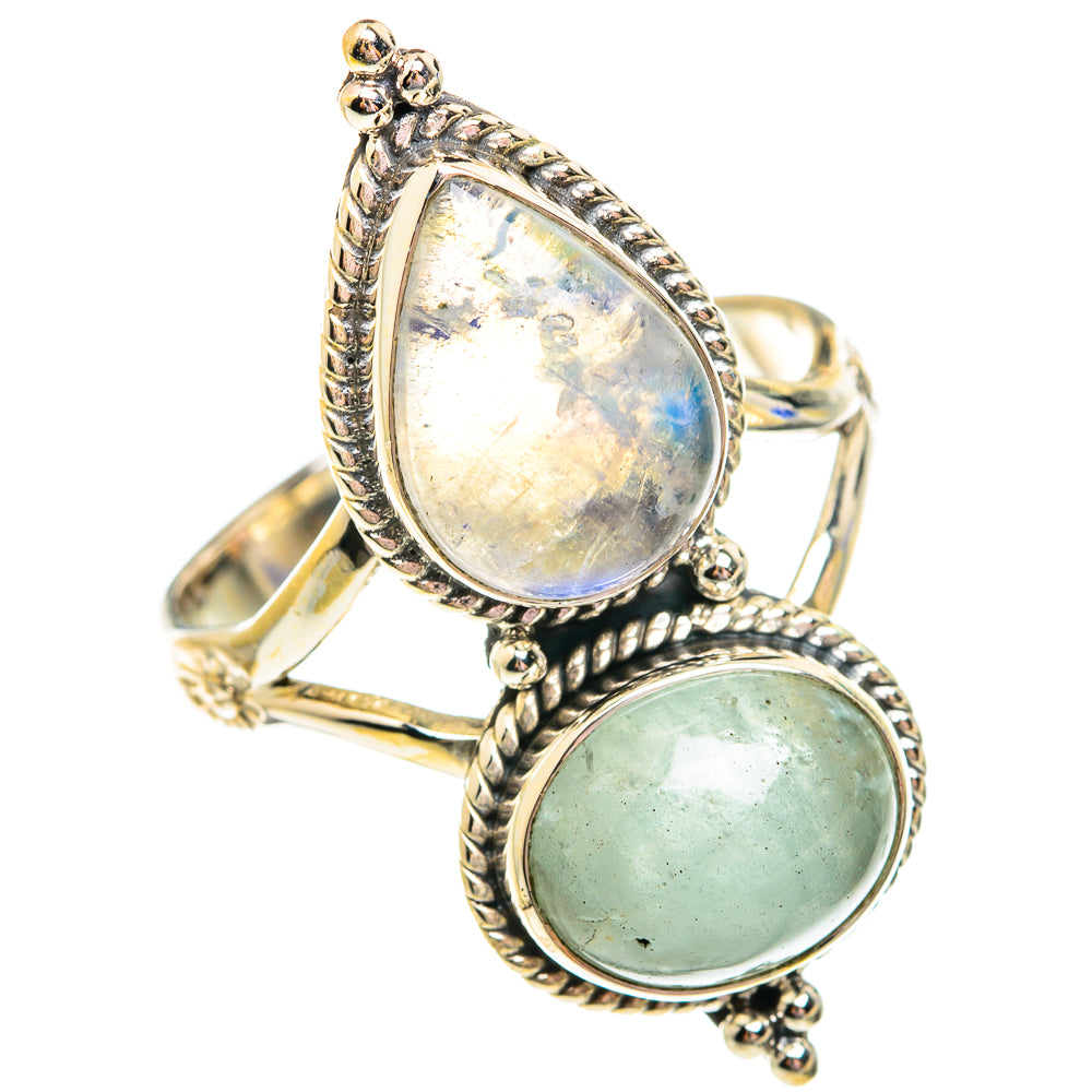 Rainbow Moonstone Rings handcrafted by Ana Silver Co - RING75830