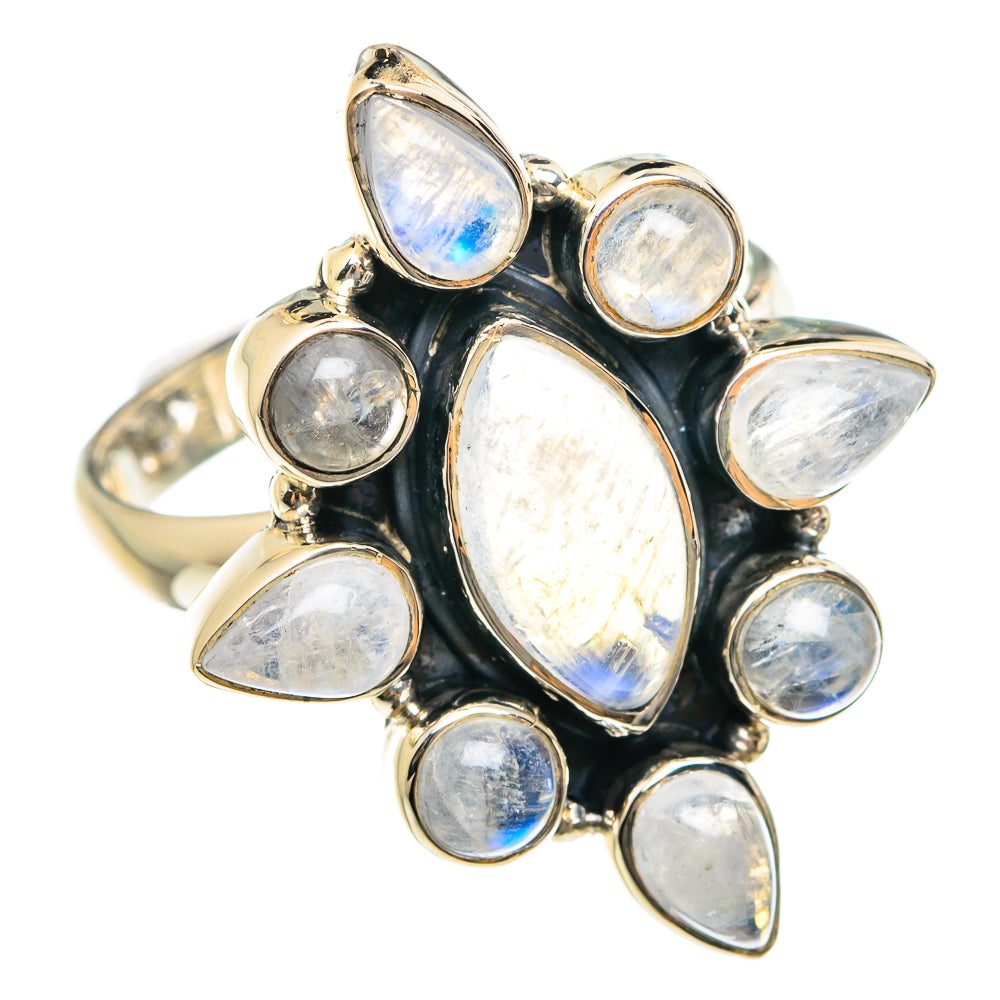 Rainbow Moonstone Rings handcrafted by Ana Silver Co - RING75944