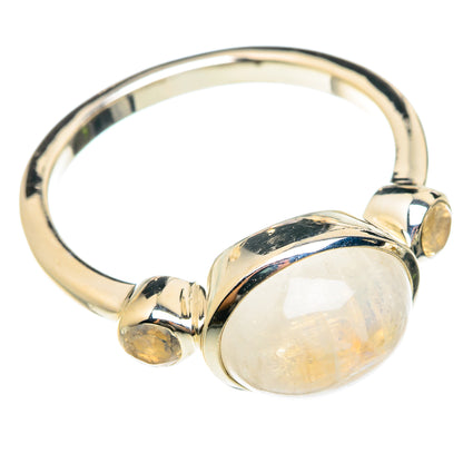 Rainbow Moonstone Rings handcrafted by Ana Silver Co - RING75945