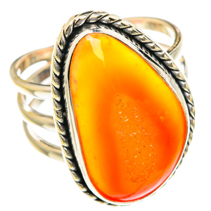 Orange Botswana Agate Rings handcrafted by Ana Silver Co - RING76034