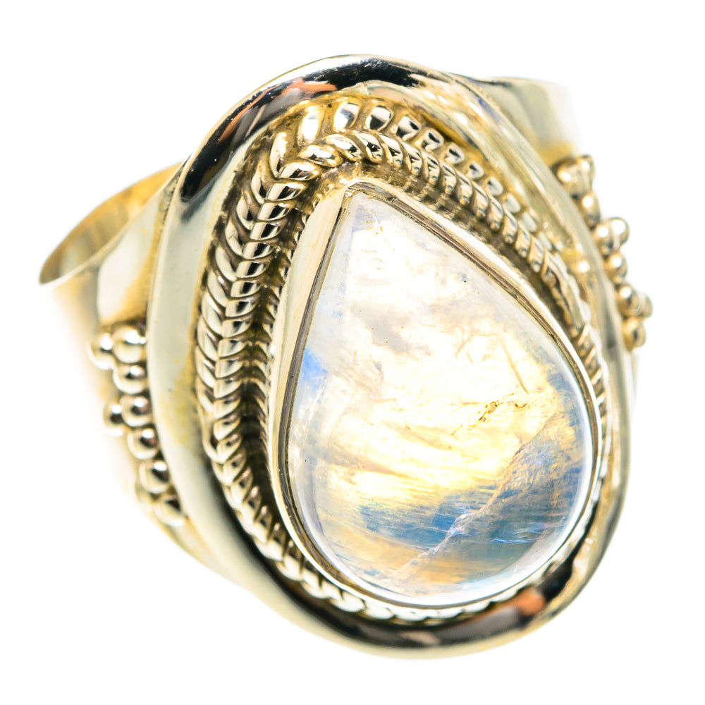 Rainbow Moonstone Rings handcrafted by Ana Silver Co - RING76046