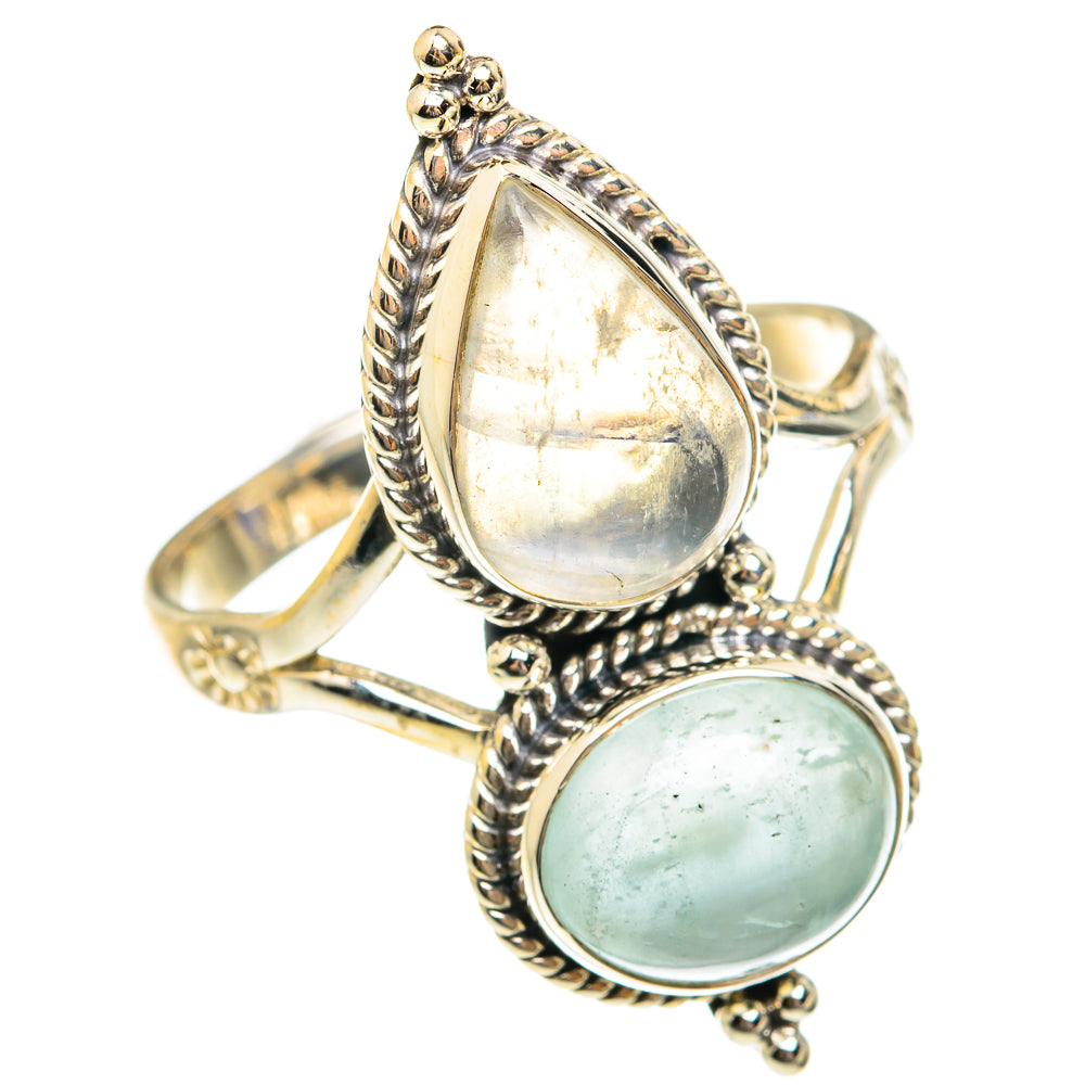 Rainbow Moonstone Rings handcrafted by Ana Silver Co - RING76071