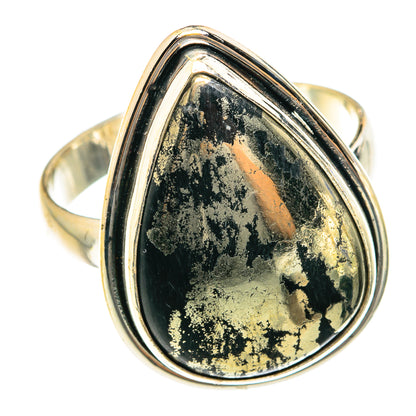 Pyrite In Black Onyx Rings handcrafted by Ana Silver Co - RING76089