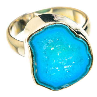 Blue Geode Slice Rings handcrafted by Ana Silver Co - RING76092