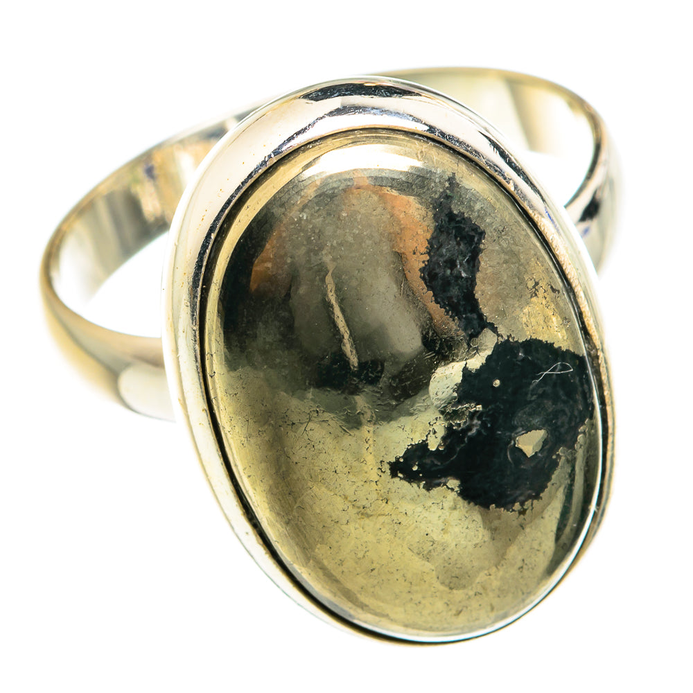 Pyrite In Black Onyx Rings handcrafted by Ana Silver Co - RING76109