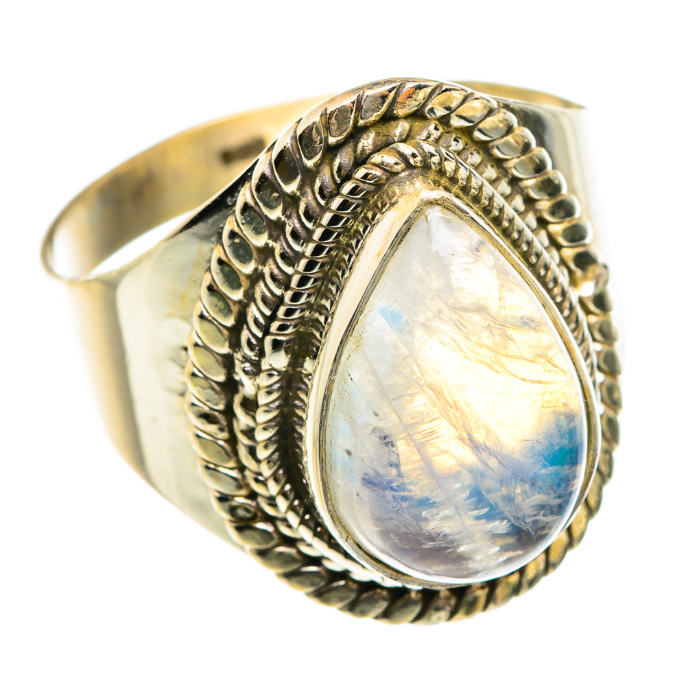 Rainbow Moonstone Rings handcrafted by Ana Silver Co - RING76111