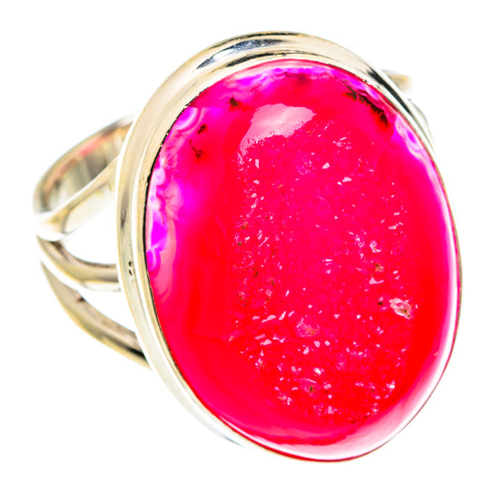 Pink Agate Druzy Rings handcrafted by Ana Silver Co - RING76211