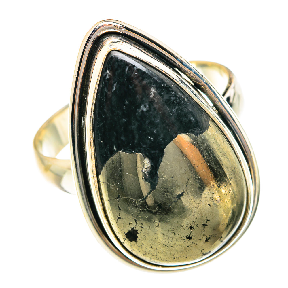 Pyrite In Black Onyx Rings handcrafted by Ana Silver Co - RING76316