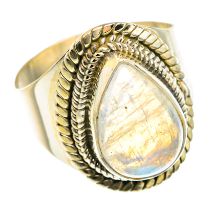 Rainbow Moonstone Rings handcrafted by Ana Silver Co - RING76317