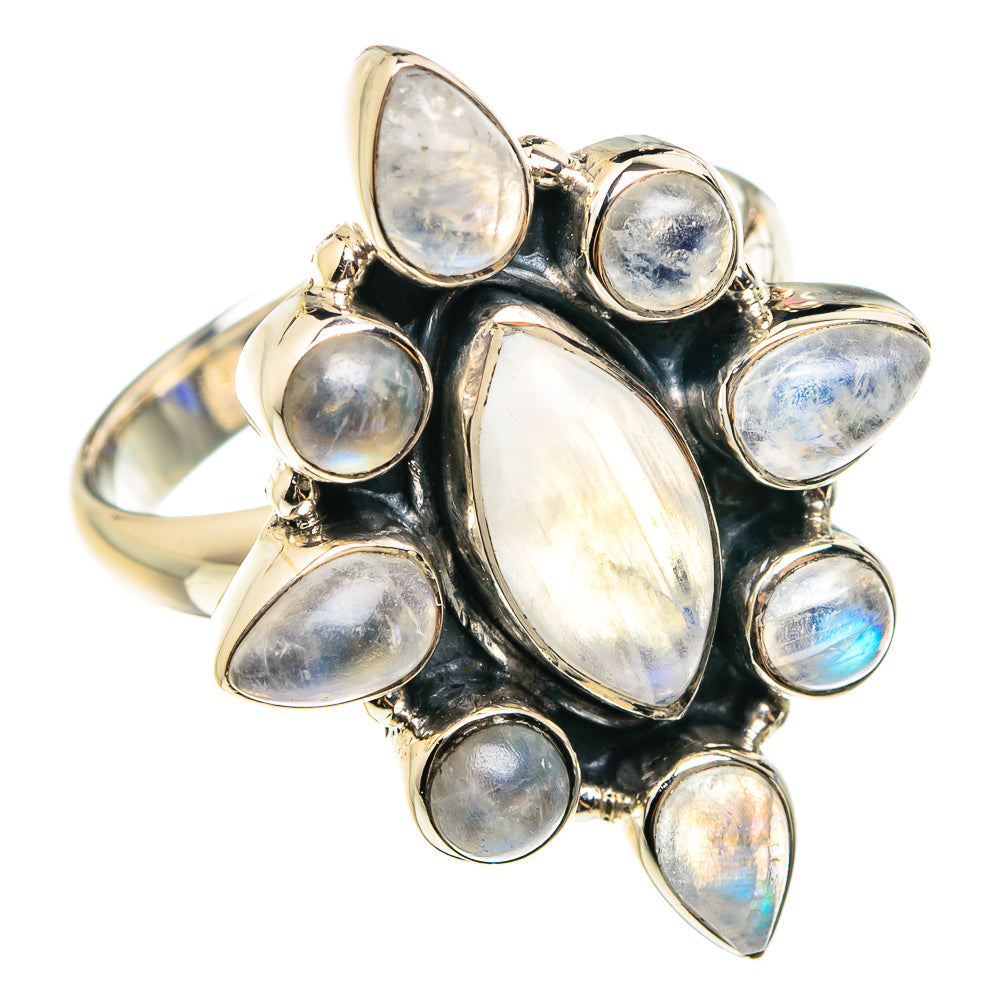Rainbow Moonstone Rings handcrafted by Ana Silver Co - RING76351