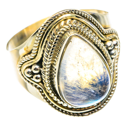 Rainbow Moonstone Rings handcrafted by Ana Silver Co - RING76444