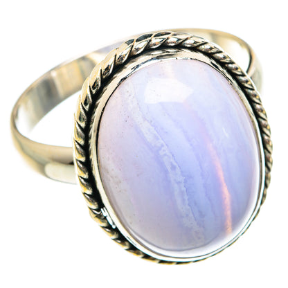 Blue Lace Agate Rings handcrafted by Ana Silver Co - RING76445