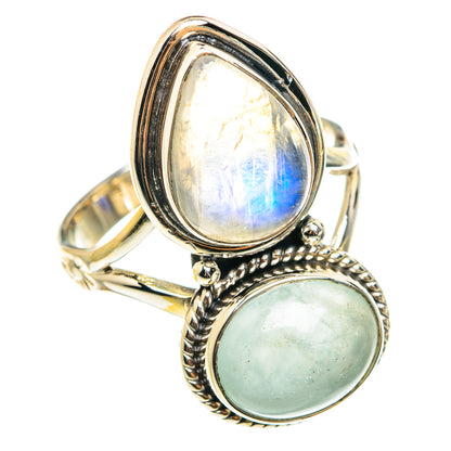 Rainbow Moonstone Rings handcrafted by Ana Silver Co - RING76449