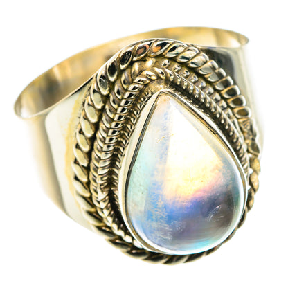 Rainbow Moonstone Rings handcrafted by Ana Silver Co - RING76476