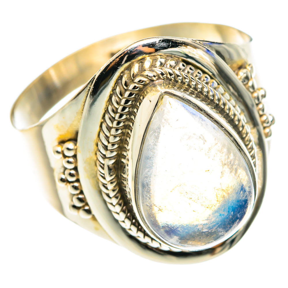 Rainbow Moonstone Rings handcrafted by Ana Silver Co - RING76503