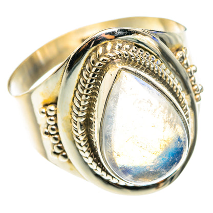 Rainbow Moonstone Rings handcrafted by Ana Silver Co - RING76503