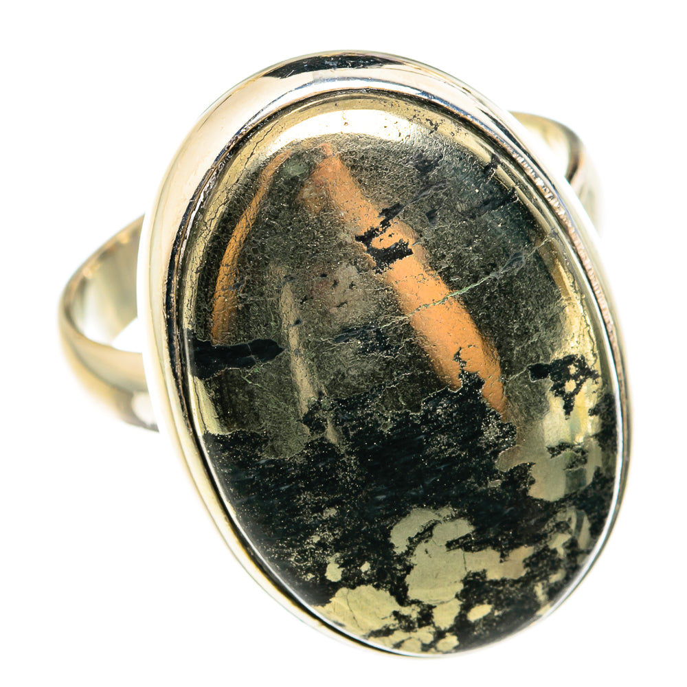 Pyrite In Black Onyx Rings handcrafted by Ana Silver Co - RING76537