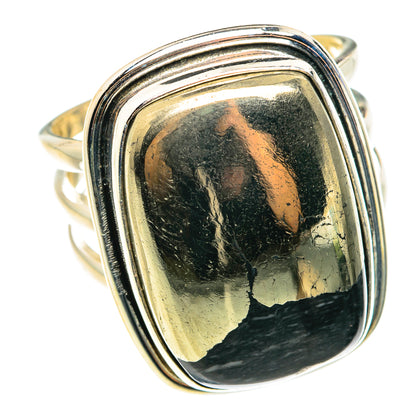 Pyrite In Black Onyx Rings handcrafted by Ana Silver Co - RING76540