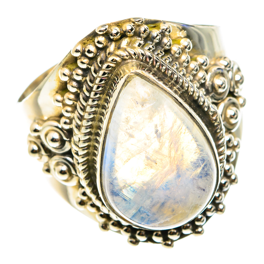 Rainbow Moonstone Rings handcrafted by Ana Silver Co - RING76543